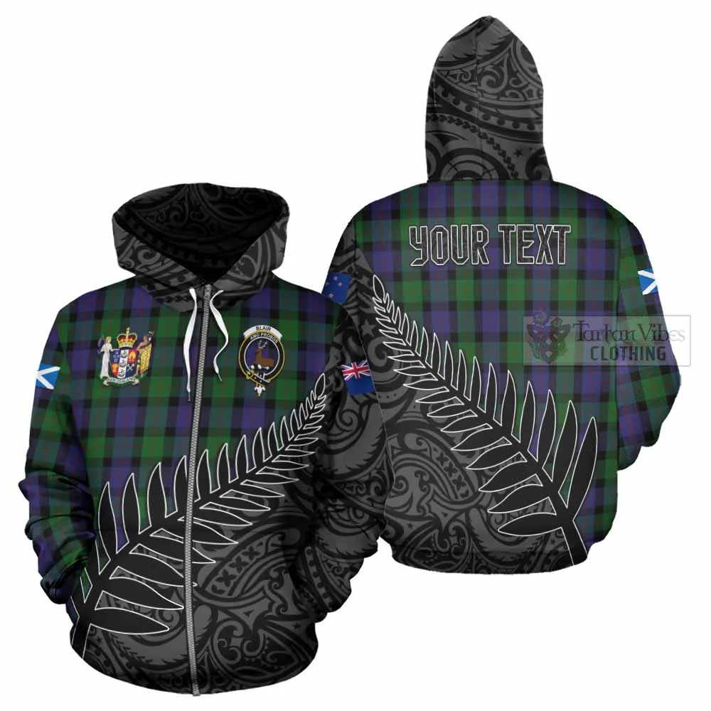 Blair Crest Tartan Hoodie with New Zealand Silver Fern Half Style