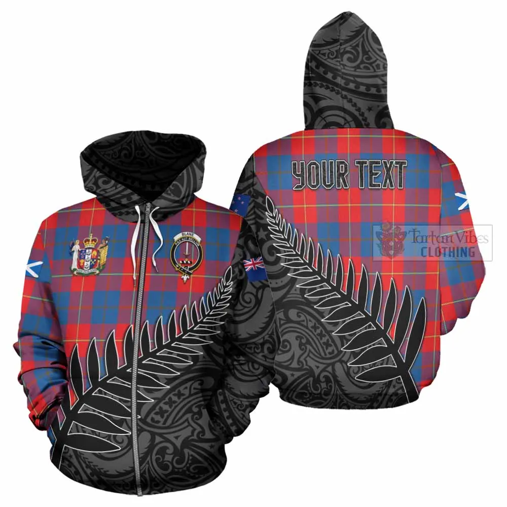 Blane Crest Tartan Hoodie with New Zealand Silver Fern Half Style