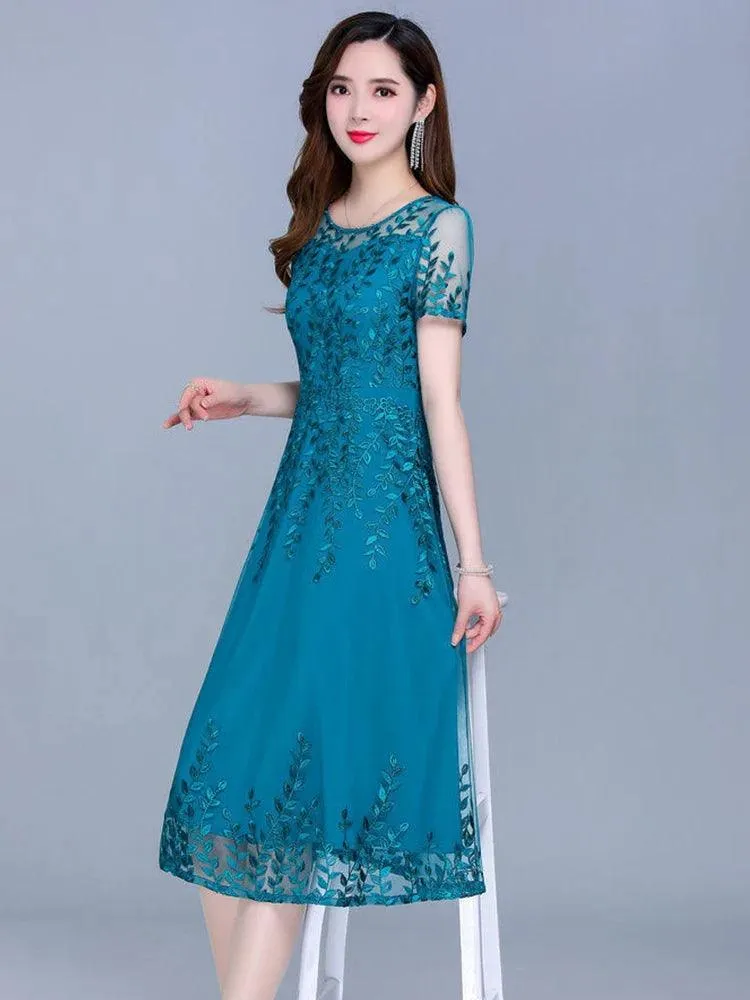 Blue Chiffon Mesh Long Dress: Elegant Summer Fashion & Comfort