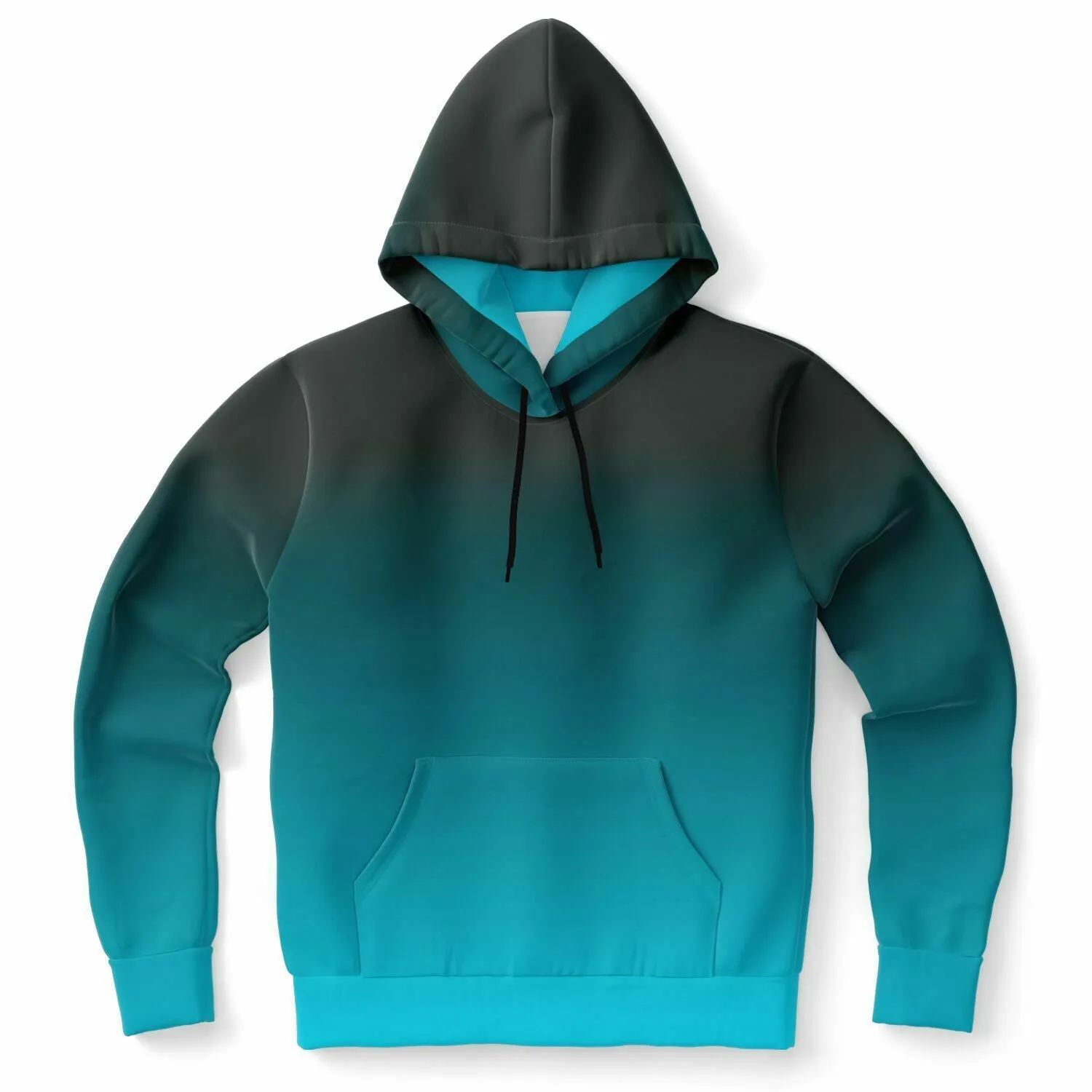 Blue Green Ombre Hoodie, Gradient Teal Aqua Tie Dye Pullover Men Women Adult Aesthetic Graphic Cotton Hooded Sweatshirt with Pockets