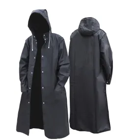 Bonsir Black Fashion Adult Waterproof Long Raincoat Women Men Rain coat Hooded For Outdoor Hiking Travel Fishing Climbing Thickened