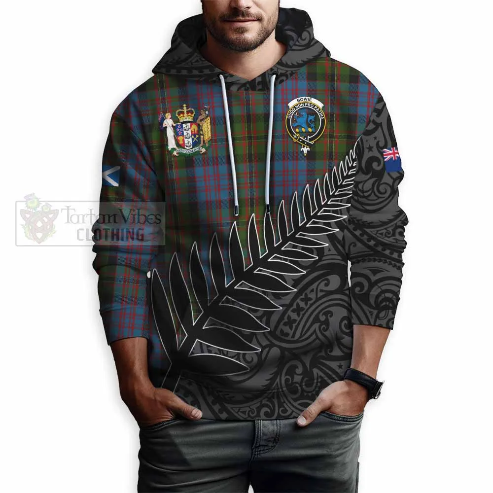 Bowie Crest Tartan Hoodie with New Zealand Silver Fern Half Style