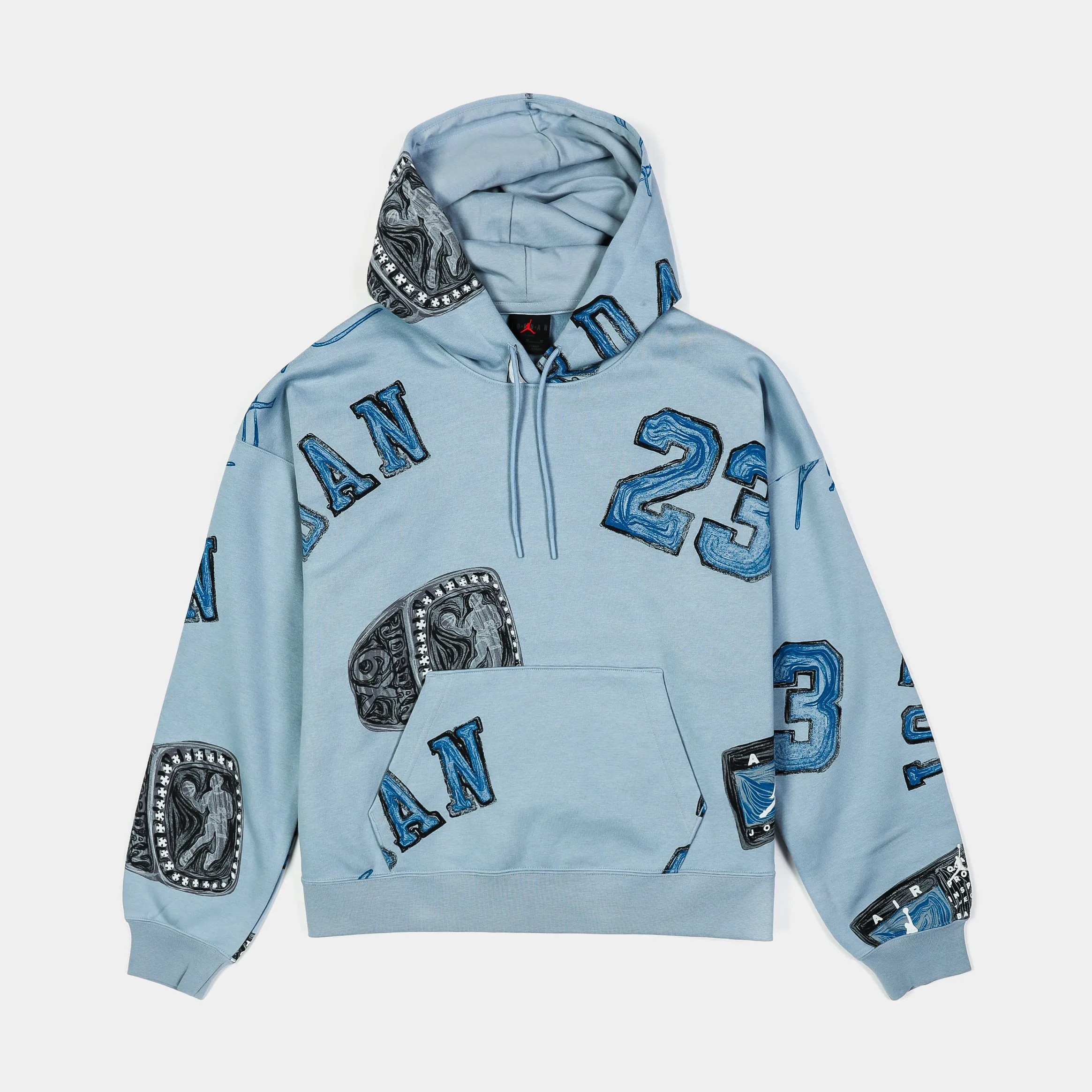 Brooklyn Fleece All Over Print Pullover Womens Hoodie (Blue/Grey)