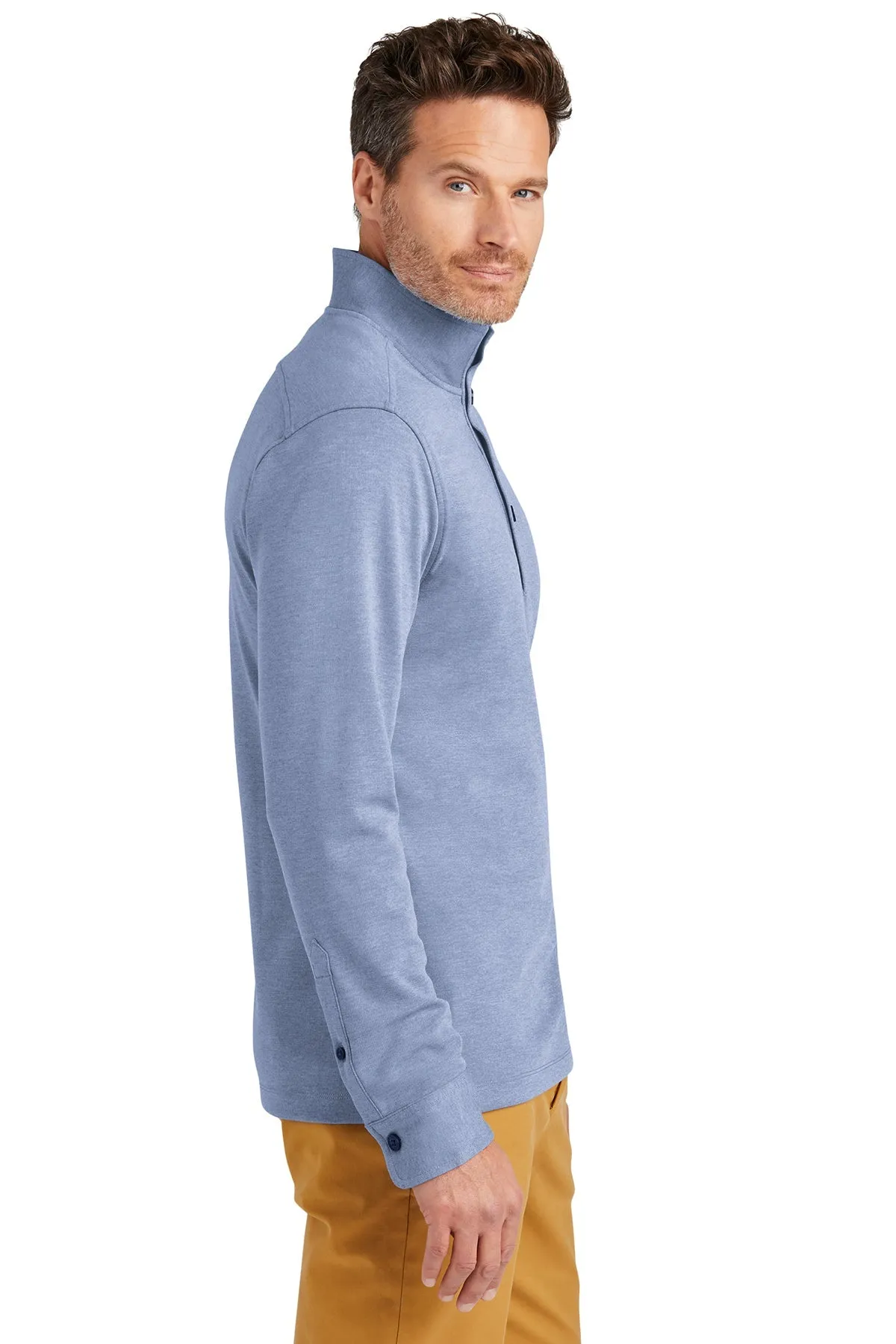 Brooks Brothers Mid-Layer Stretch 1/2-Button, Aegean Blue Heather