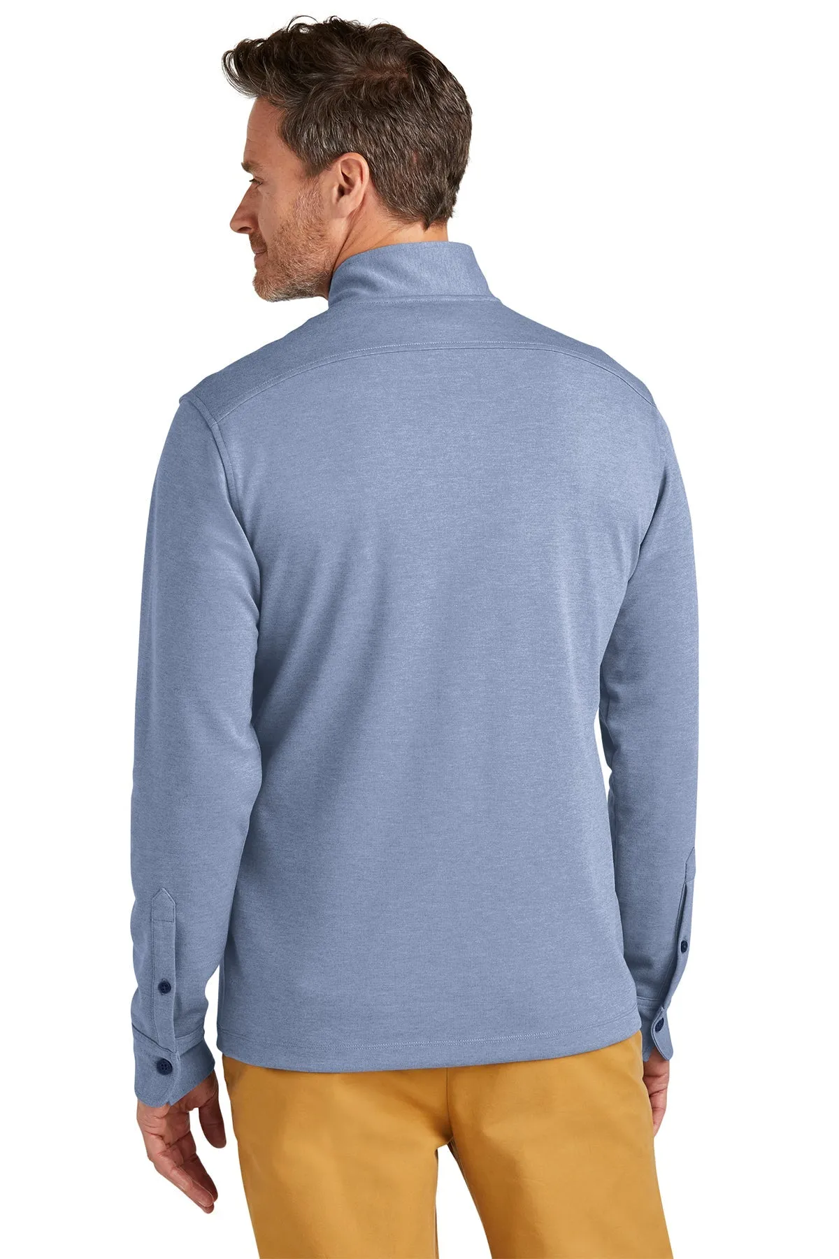 Brooks Brothers Mid-Layer Stretch 1/2-Button, Aegean Blue Heather