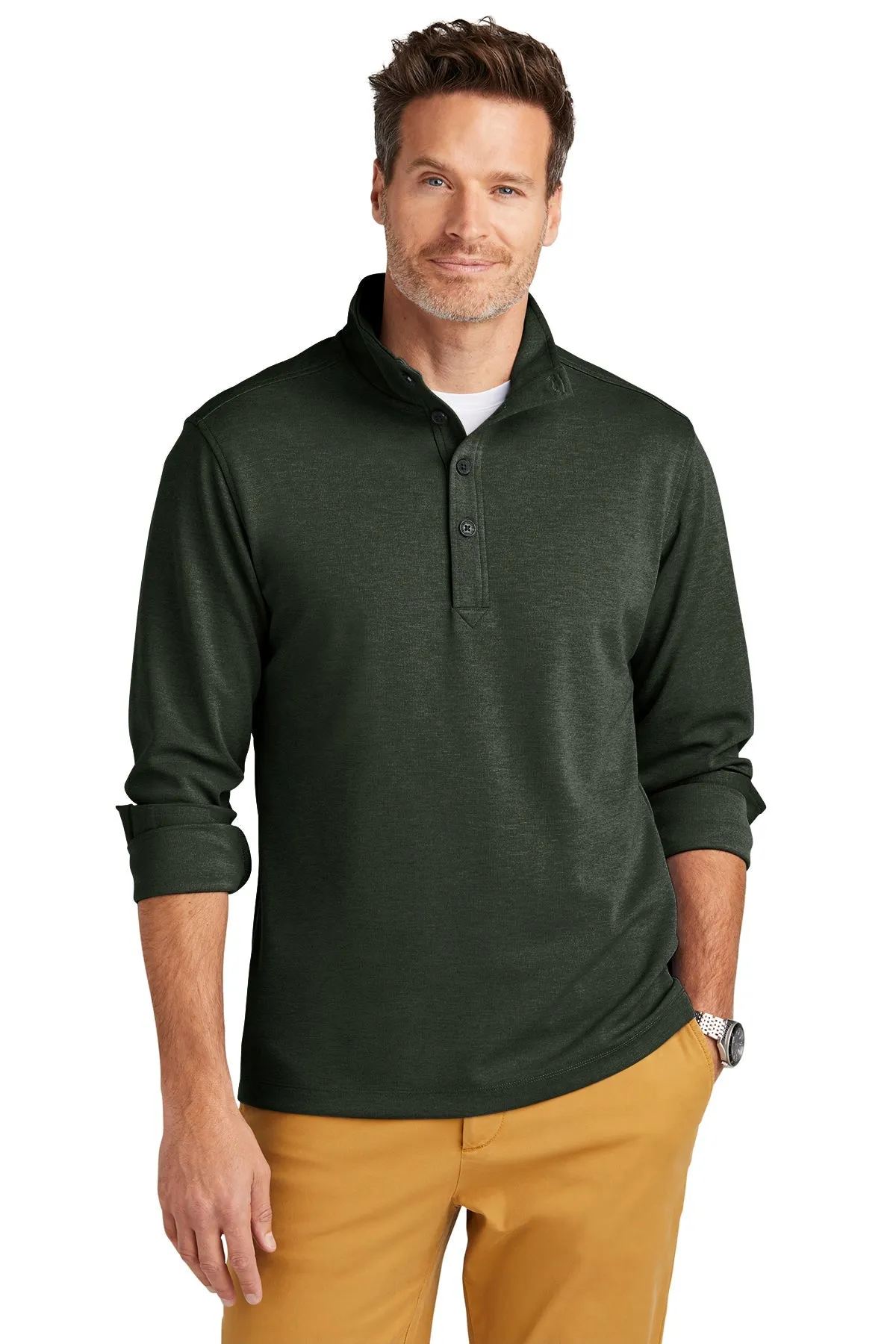 Brooks Brothers Mid-Layer Stretch 1/2-Button, Pine Heather