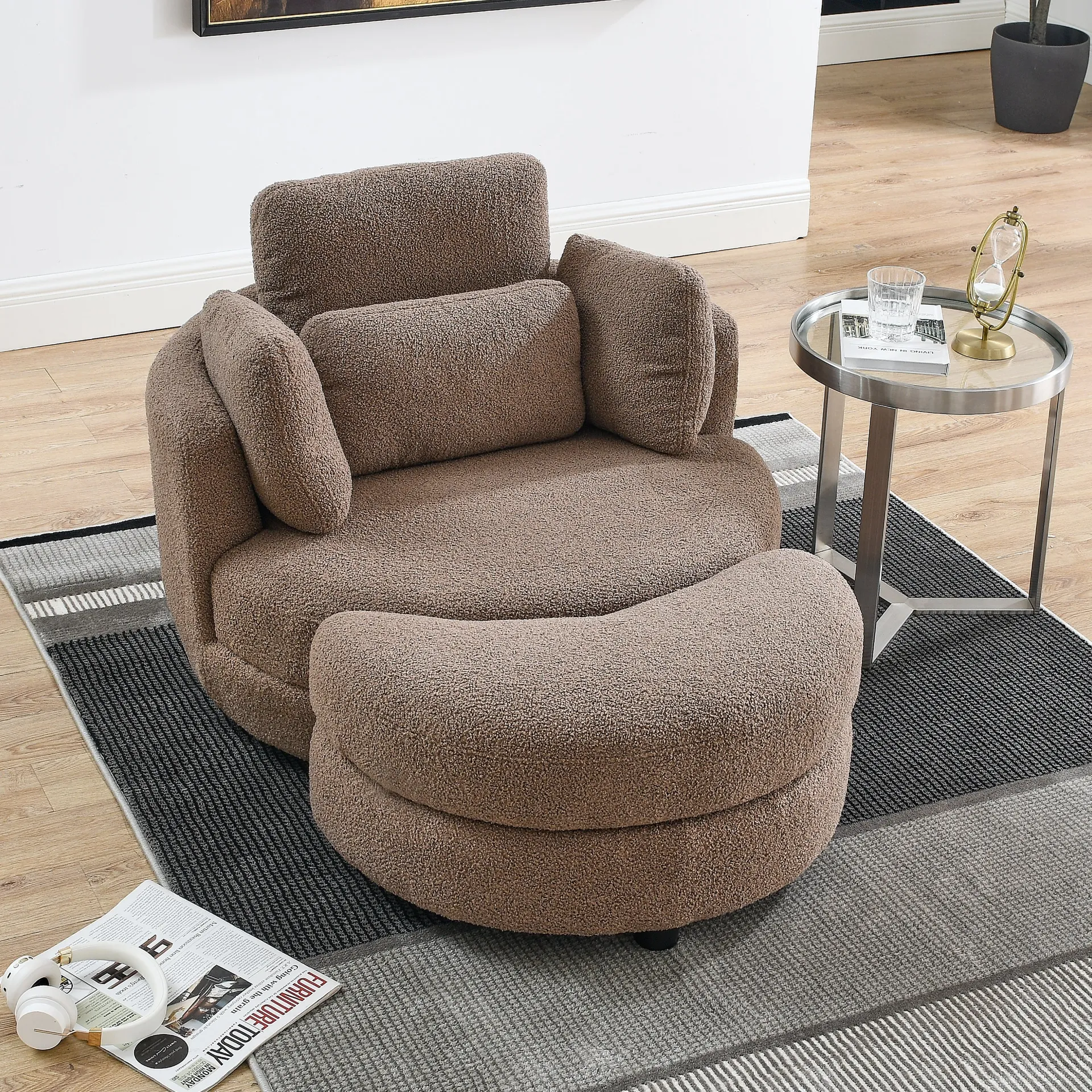 Brown Modern Boho Luxury Minimalist Loveseat