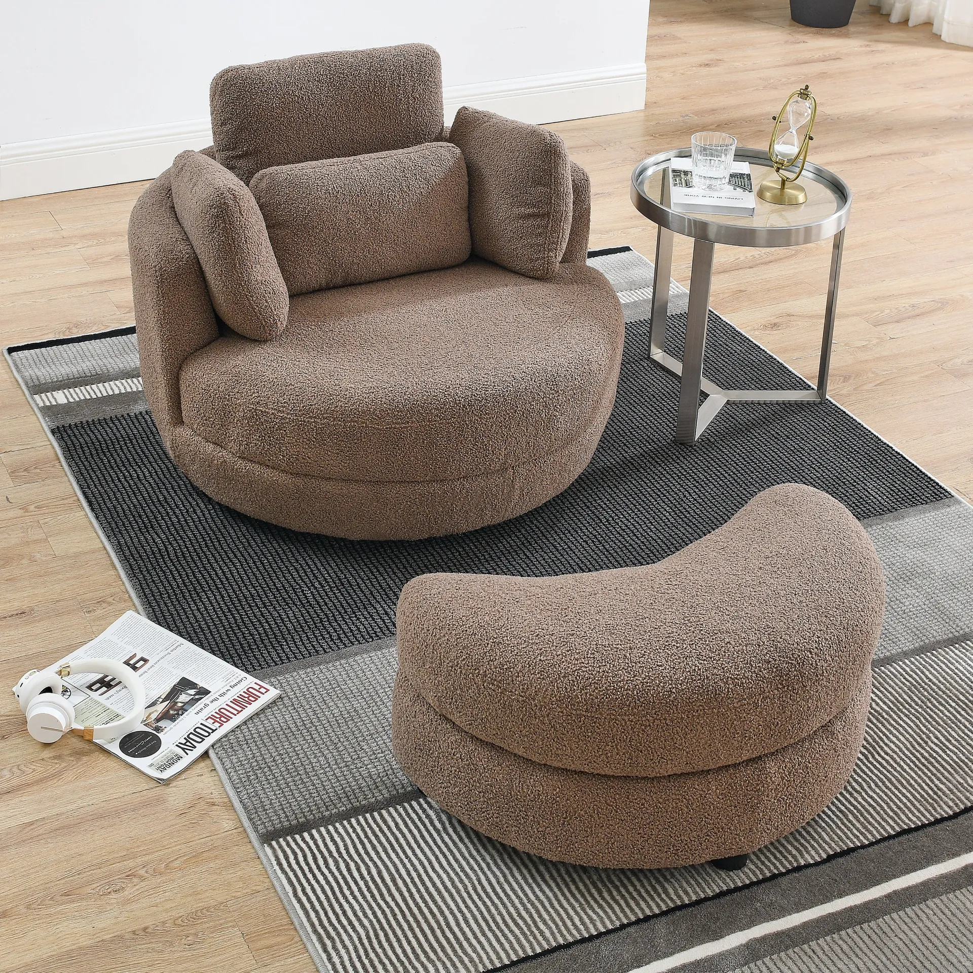 Brown Modern Boho Luxury Minimalist Loveseat