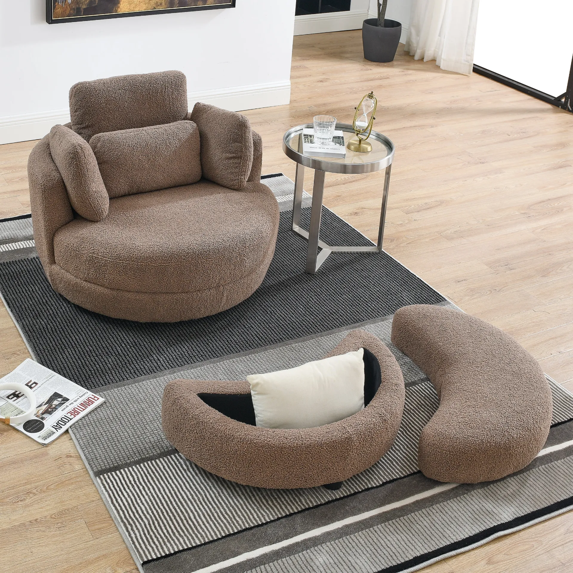 Brown Modern Boho Luxury Minimalist Loveseat