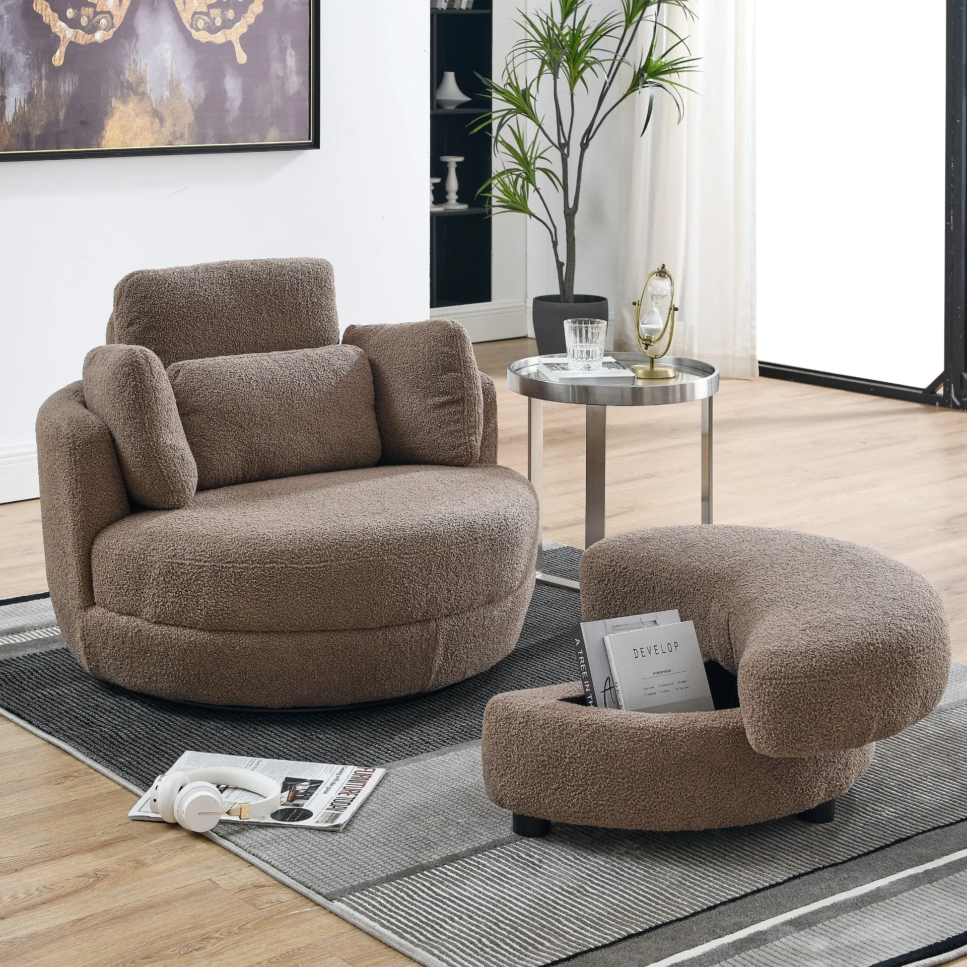 Brown Modern Boho Luxury Minimalist Loveseat