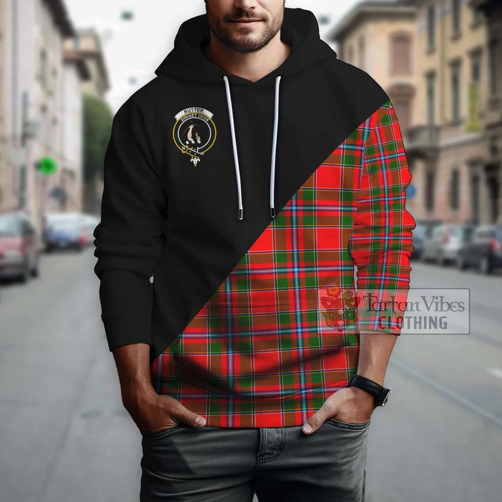 Butter Tartan Hoodie with Family Crest and Military Logo Style