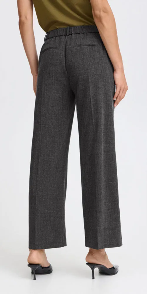 B.Young Cropped Wide Trousers, charcoal