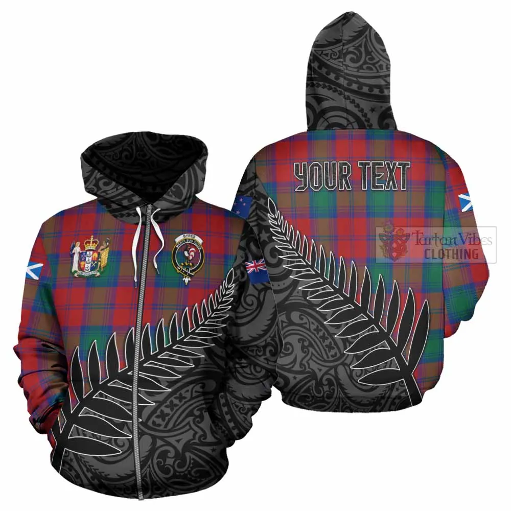 Byres (Byses) Crest Tartan Hoodie with New Zealand Silver Fern Half Style