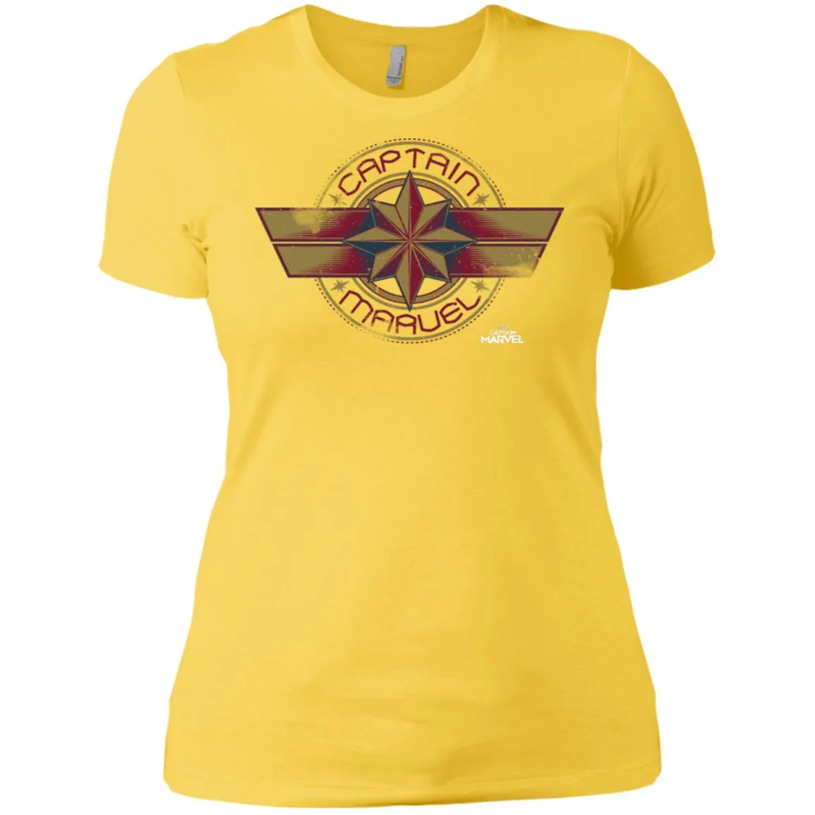 Captain Marvel Color Fade Circle Logo Badge Women Cotton T-Shirt