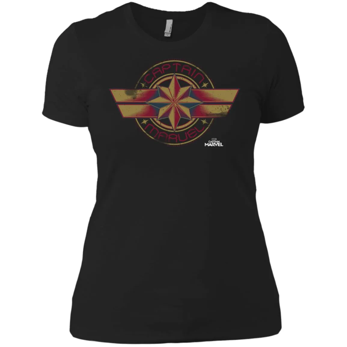 Captain Marvel Color Fade Circle Logo Badge Women Cotton T-Shirt