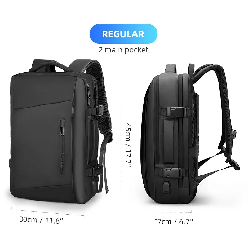 Carry-on Travel Backpack with Raincoat Expandable 38L USB Charging Multi-layer Space Laptop Backpack