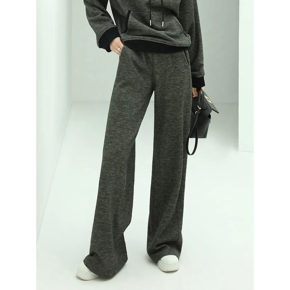 Casual Knitted Pants with Side Pockets in Charcoal