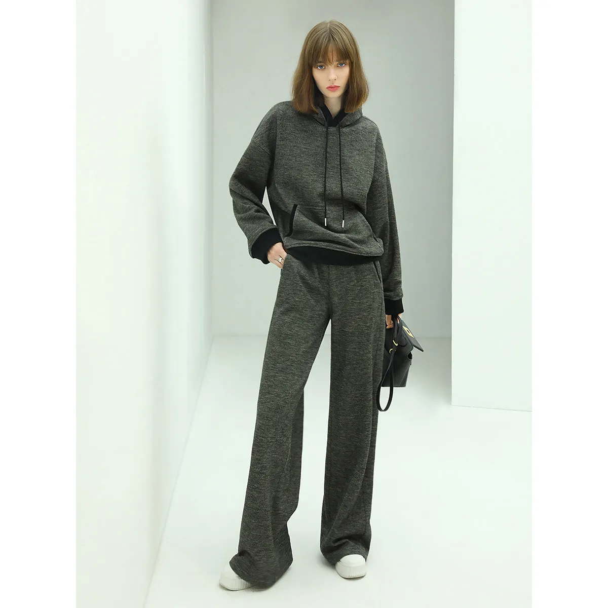 Casual Knitted Pants with Side Pockets in Charcoal