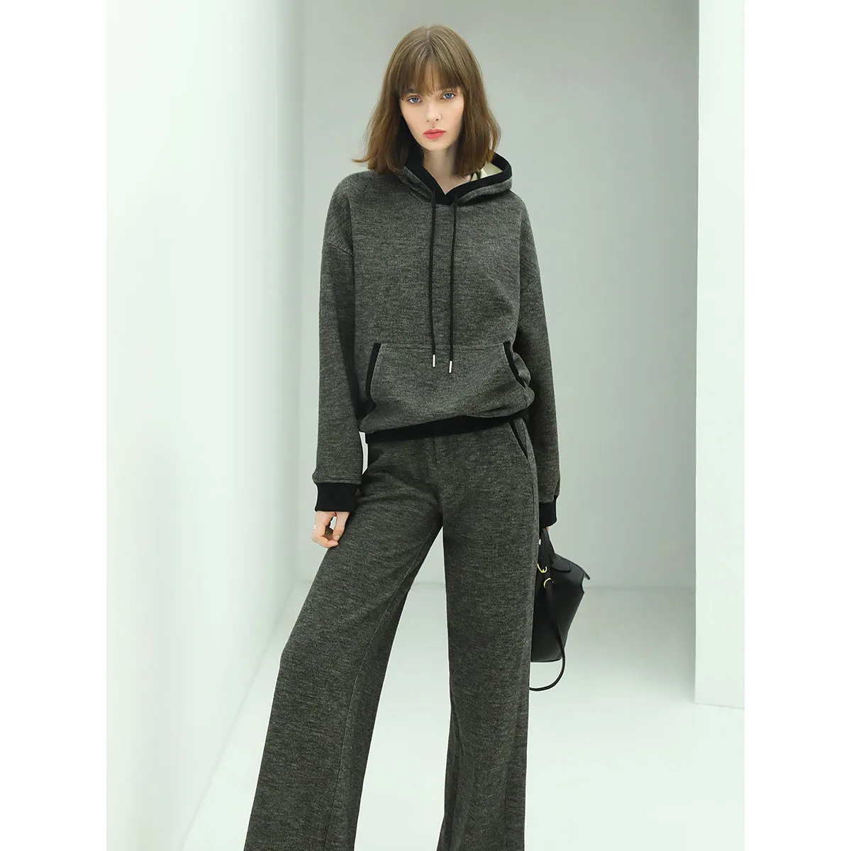 Casual Knitted Pants with Side Pockets in Charcoal