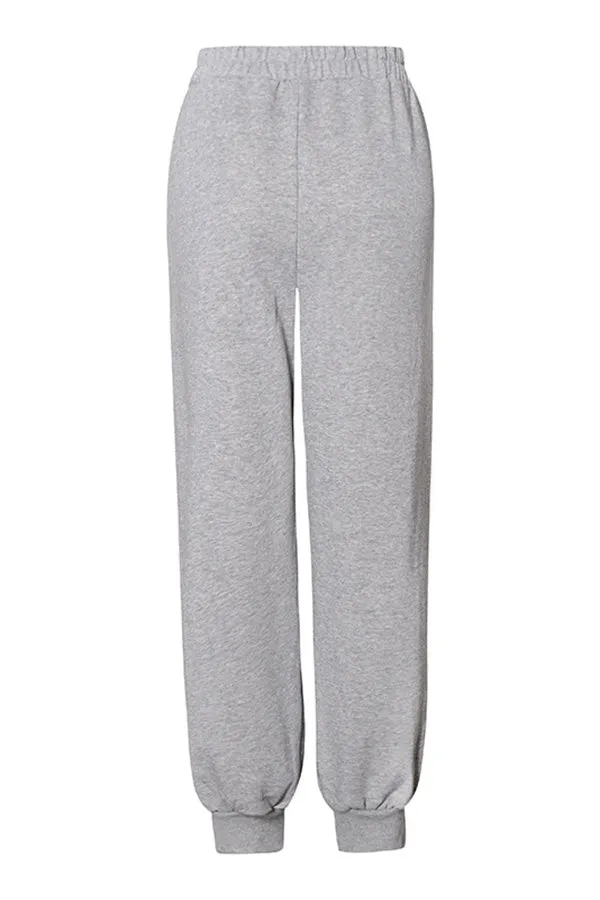 Casual Solid Elastic Waist Sweatpants