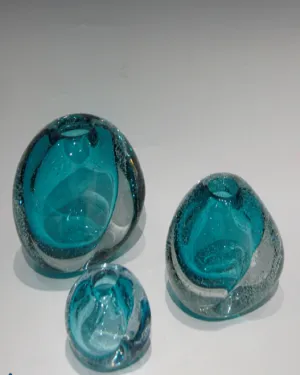 Cetus Blue Murano Vases Set of 3 - Angie Homes