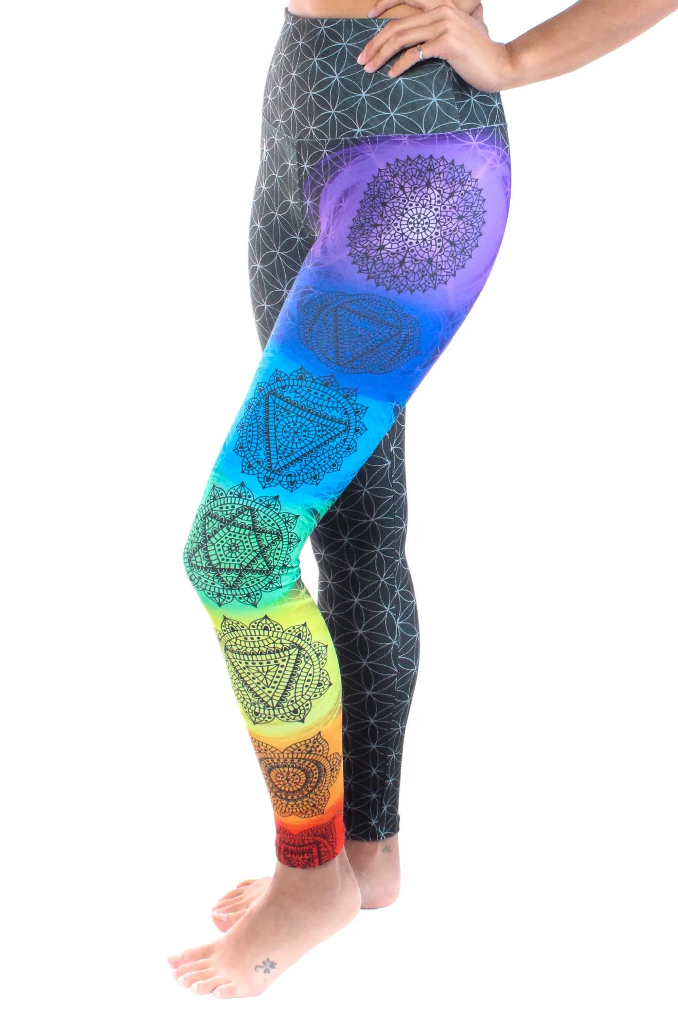 Chakra Legging With Sacred Geometry (Flower of Life)