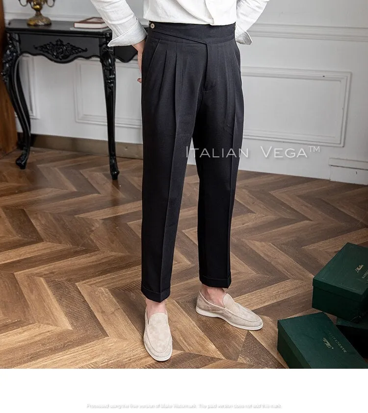 Charcoal Black Classic Buttoned Gurkha Pants by Italian Vega®