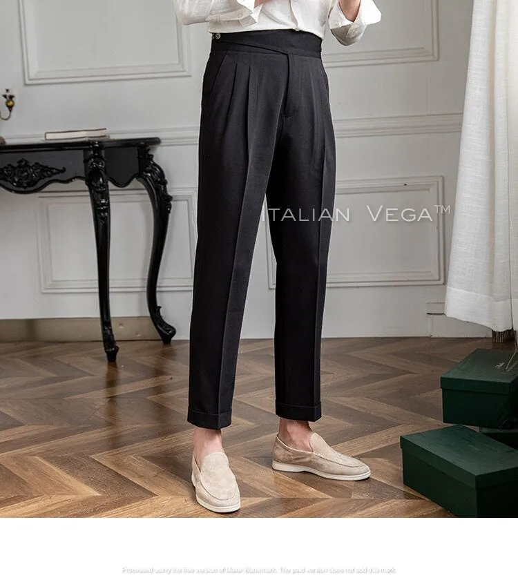 Charcoal Black Classic Buttoned Gurkha Pants by Italian Vega®