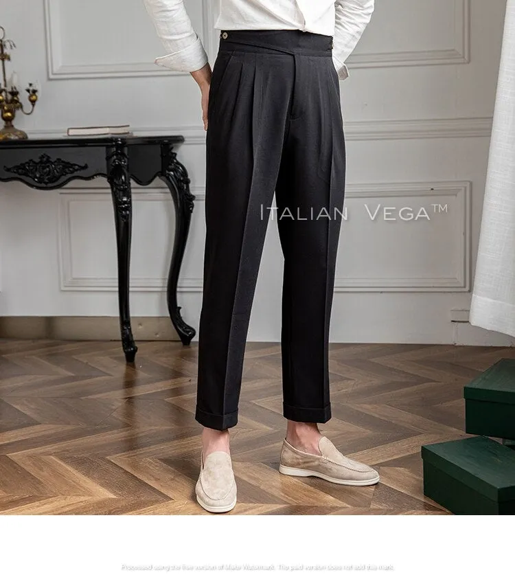 Charcoal Black Classic Buttoned Gurkha Pants by Italian Vega®