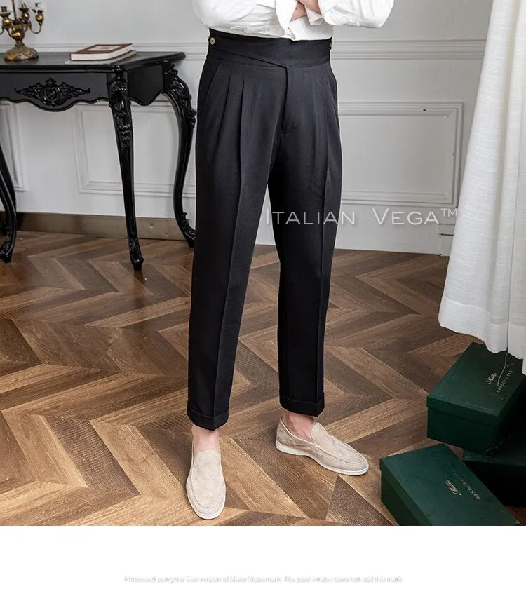 Charcoal Black Classic Buttoned Gurkha Pants by Italian Vega®