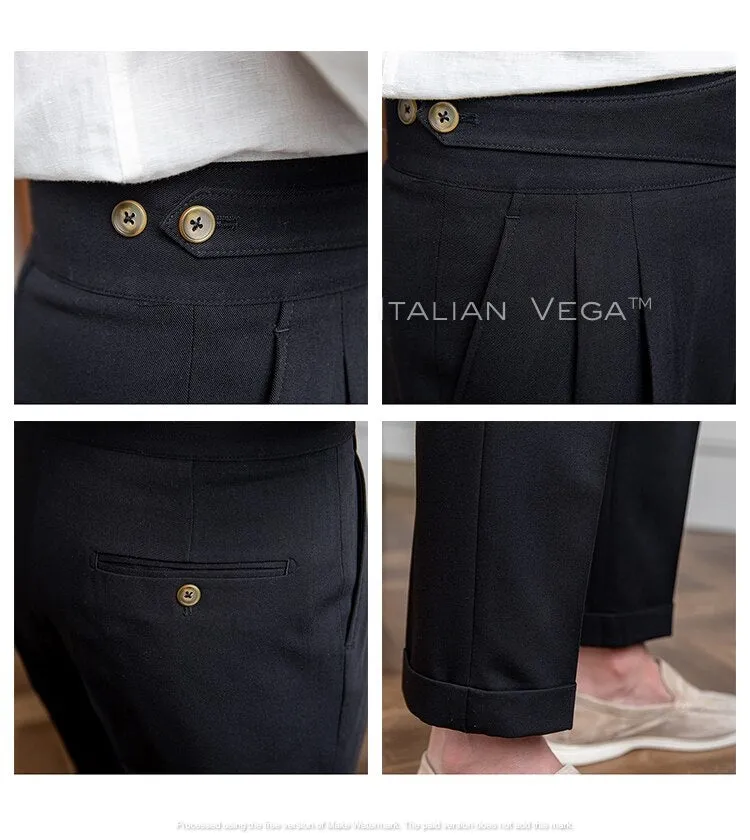 Charcoal Black Classic Buttoned Gurkha Pants by Italian Vega®