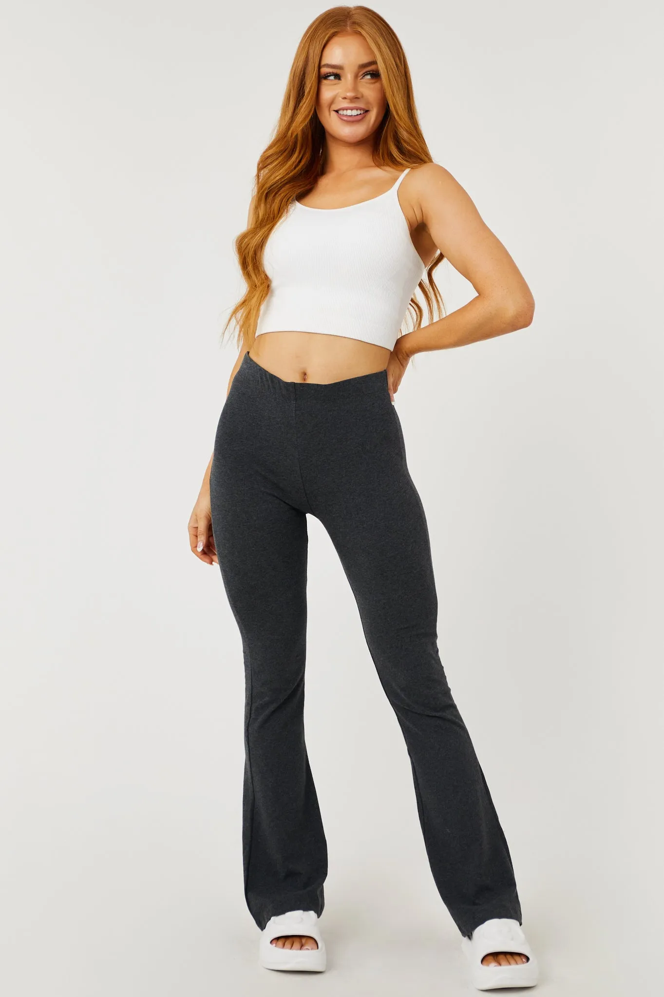 Charcoal Cotton Flare Yoga Pants