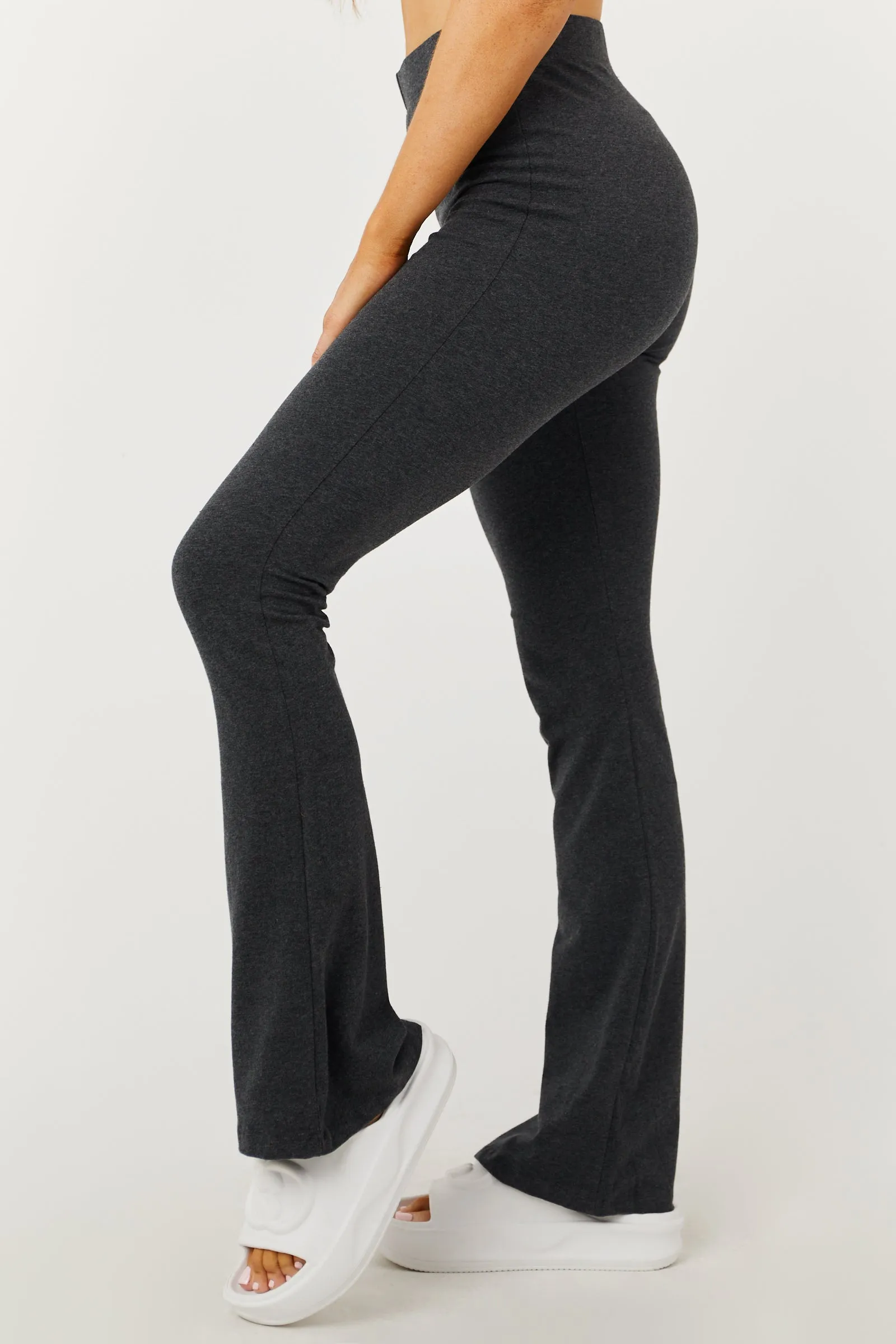 Charcoal Cotton Flare Yoga Pants