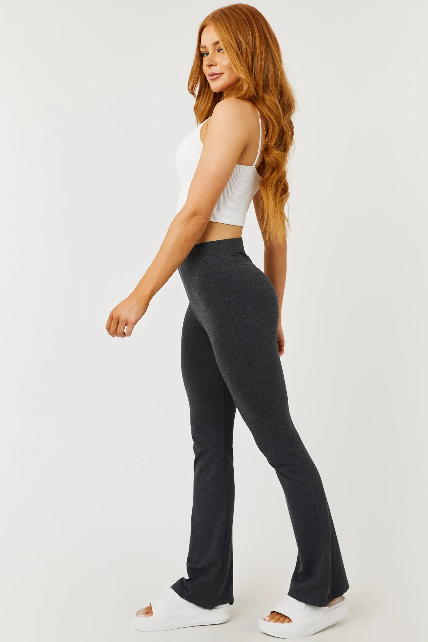 Charcoal Cotton Flare Yoga Pants