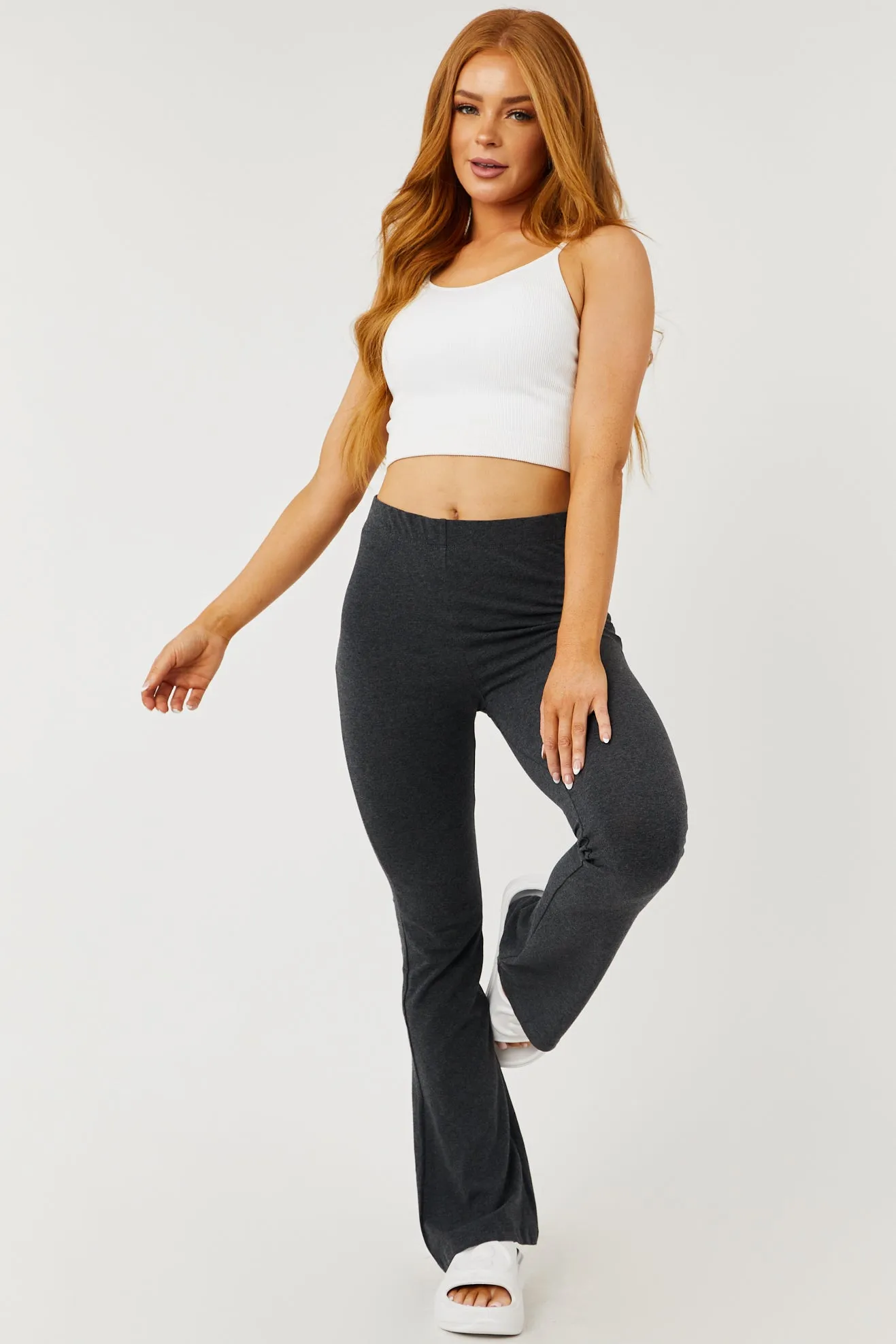 Charcoal Cotton Flare Yoga Pants