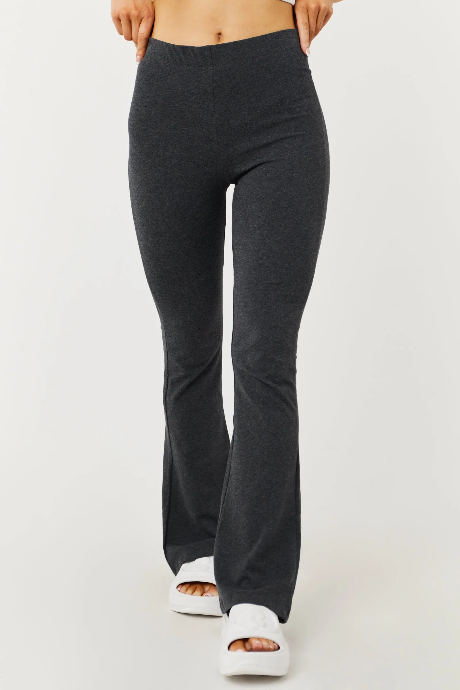 Charcoal Cotton Flare Yoga Pants