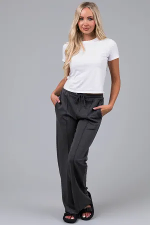 Charcoal Straight Leg Drawstring Comfy Pants