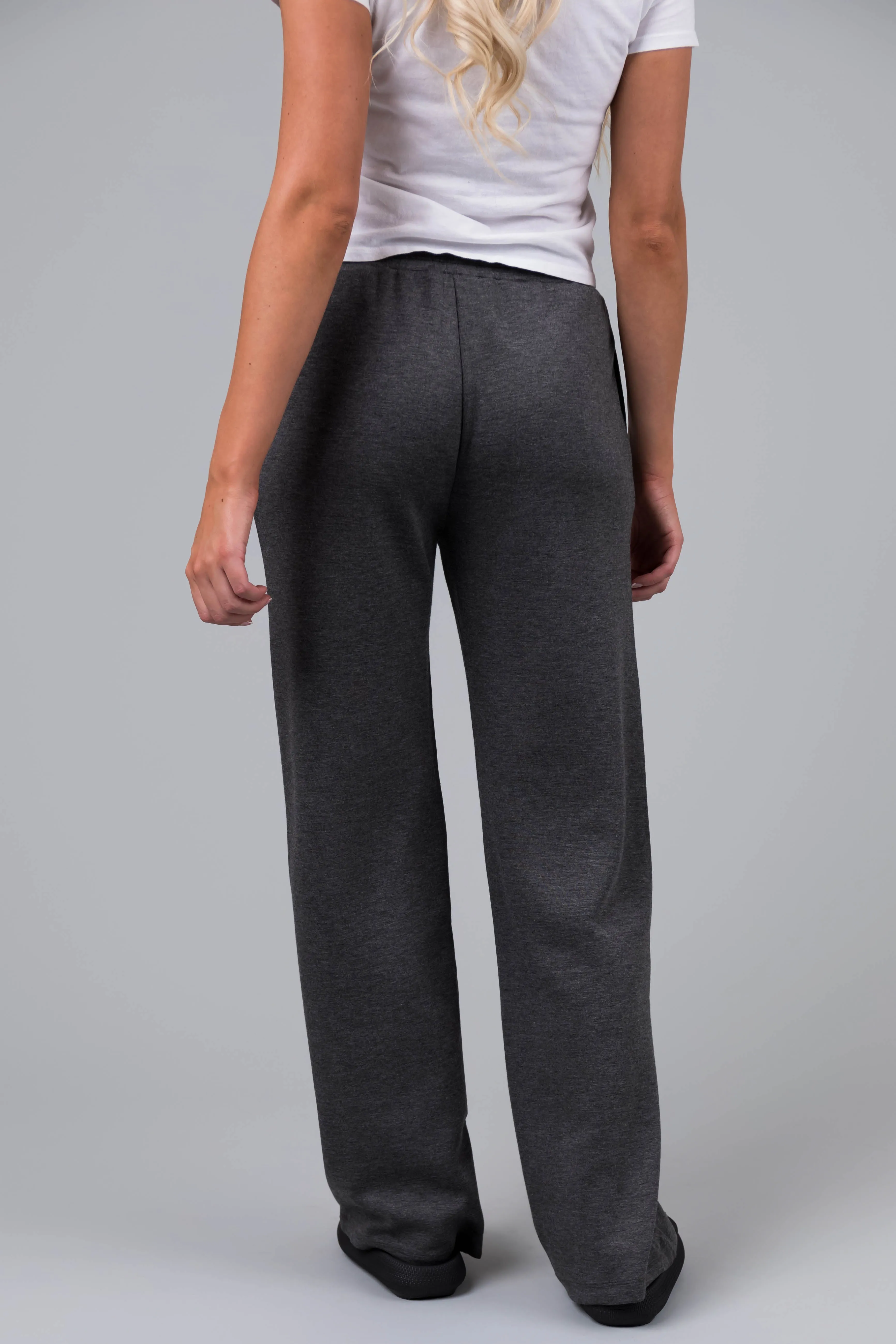 Charcoal Straight Leg Drawstring Comfy Pants