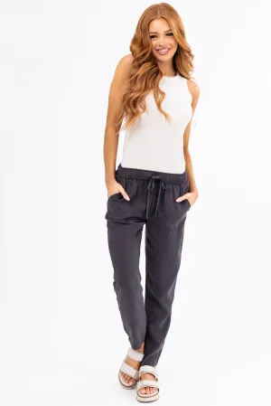 Charcoal Straight Leg Drawstring Soft Pants