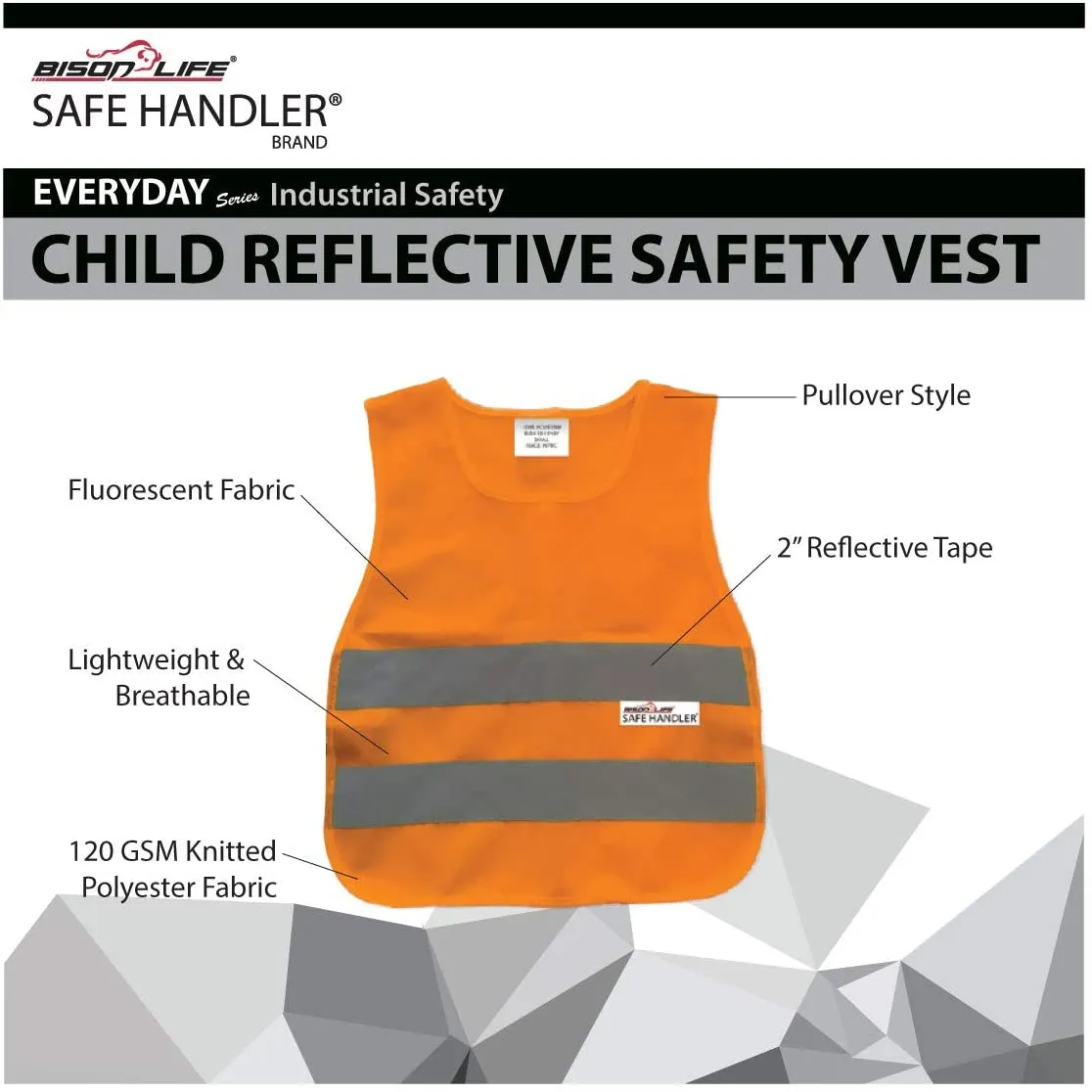 Child Reflective Safety Vest, Bright Colors for Child Safety, Orange