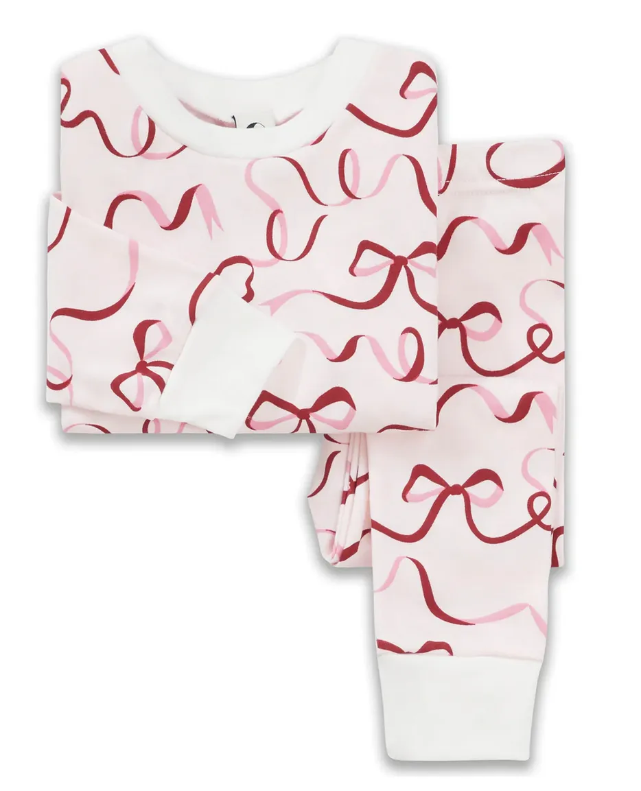 CLASSIC RED RIBBON STRIPE PAJAMA SET