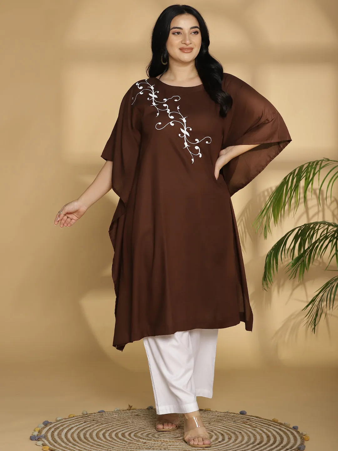 Coffee Rayon Long-Kaftan - Branch