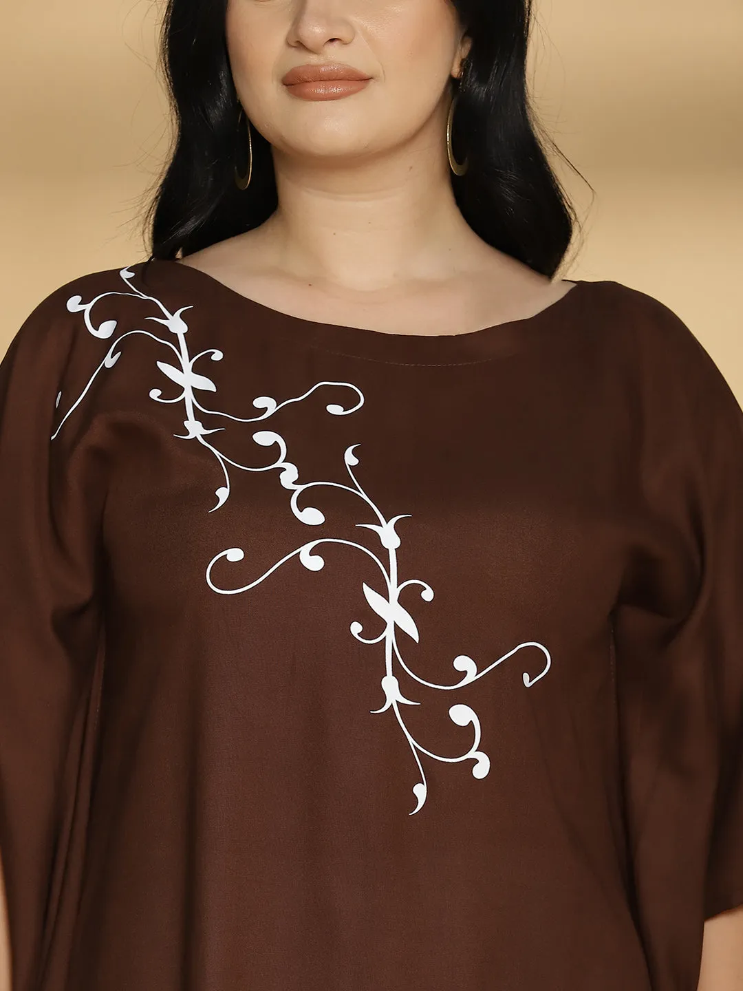 Coffee Rayon Long-Kaftan - Branch