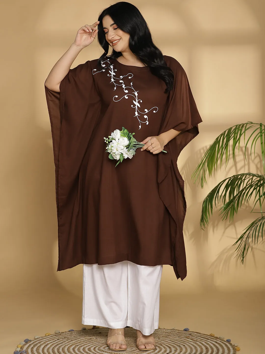 Coffee Rayon Long-Kaftan - Branch