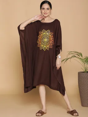 Coffee Rayon Long-Kaftan - Wheel