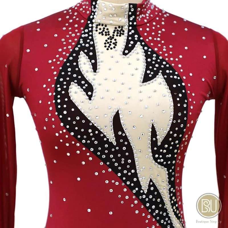 Competition Skating Dress Long Sleeves High Neck Long Sleeves 10  Colors