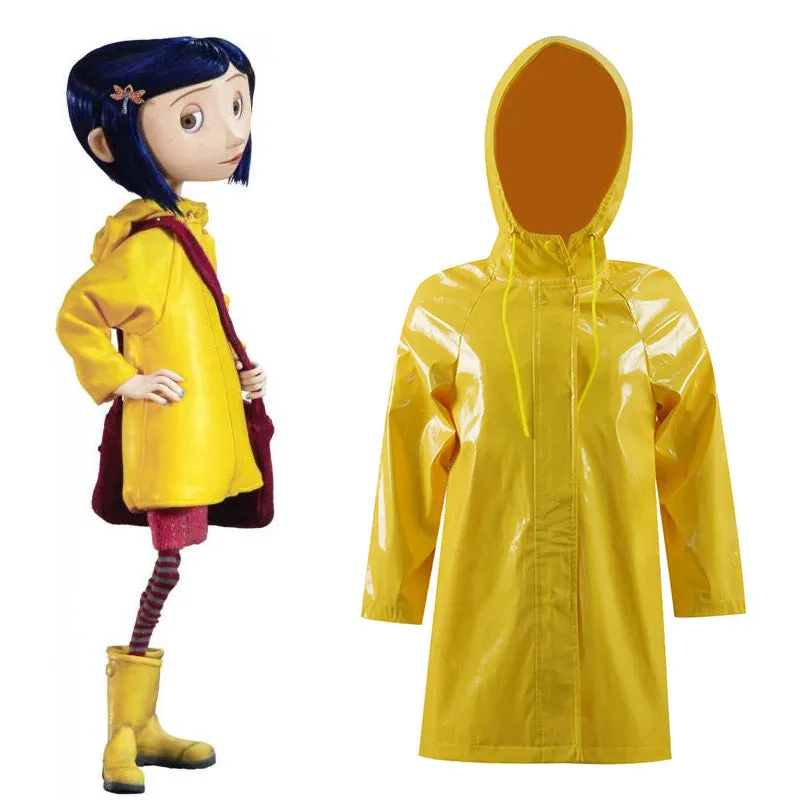 Coraline Costume Yellow Raincoat Kids Coat ACcosplay Halloween Suit