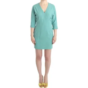 Costume National Elegant Green V-Neck Midi Dress