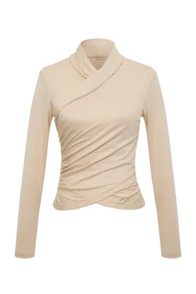 Cream Wrap Collar Top