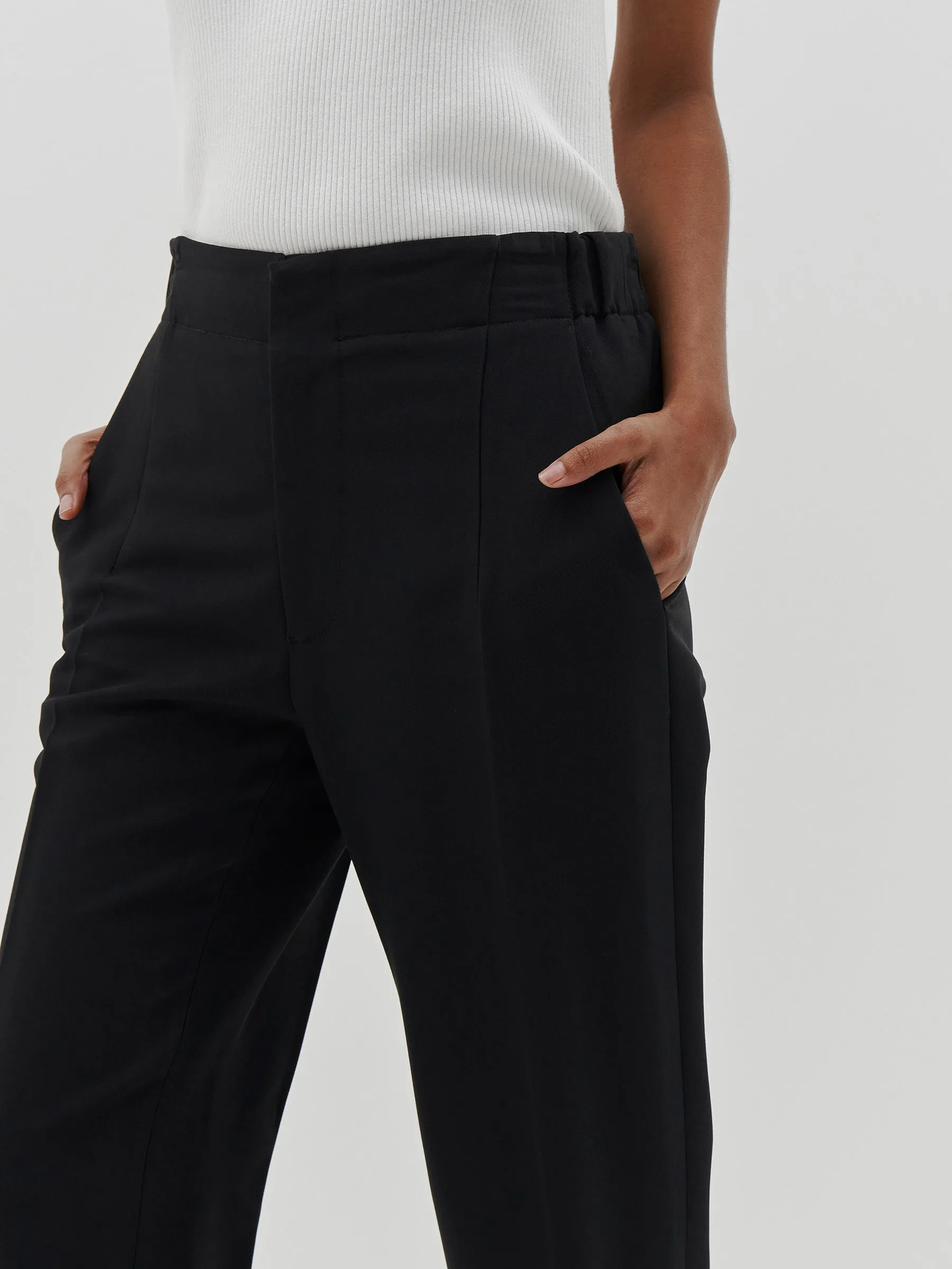 crepe cuffed hem tailored pant